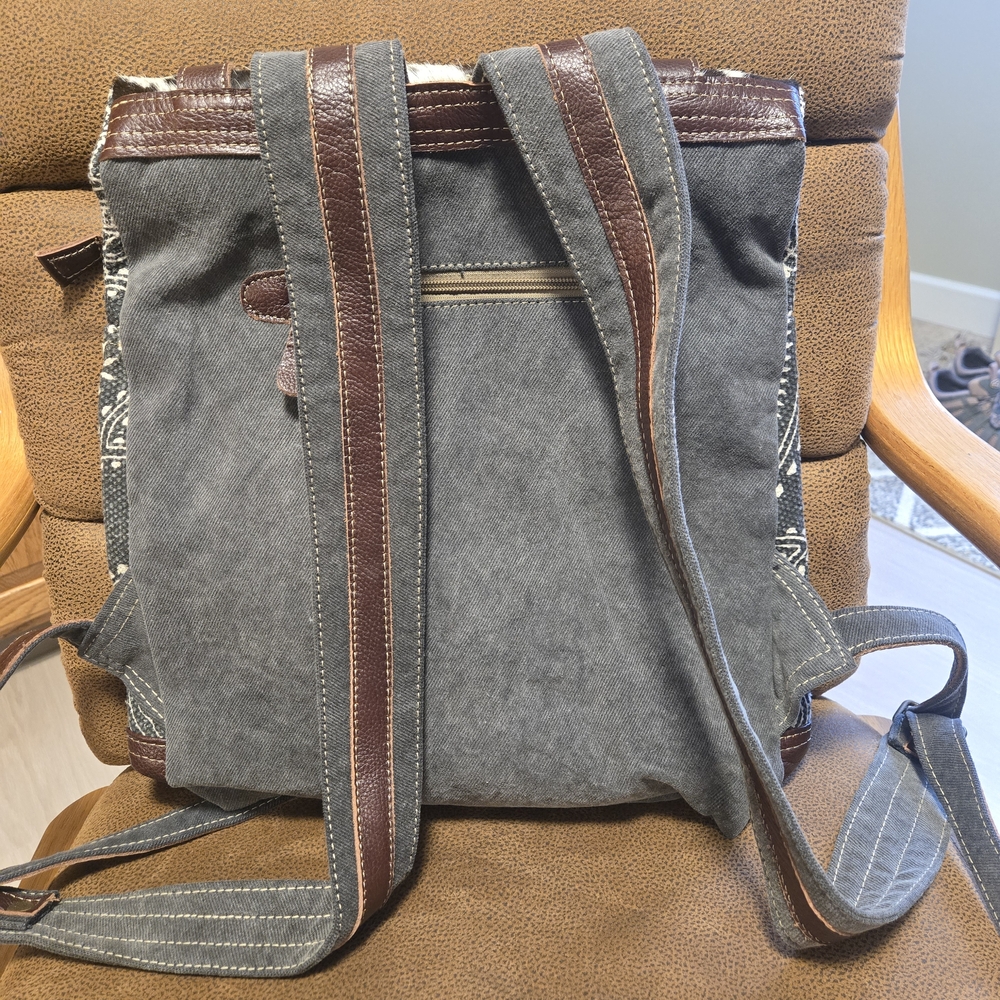 Myra Bag Cowhide and Patterned Backpack - Black a… - image 2